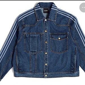 Adidas Unisex Indigo Denim Jacket with Stripes